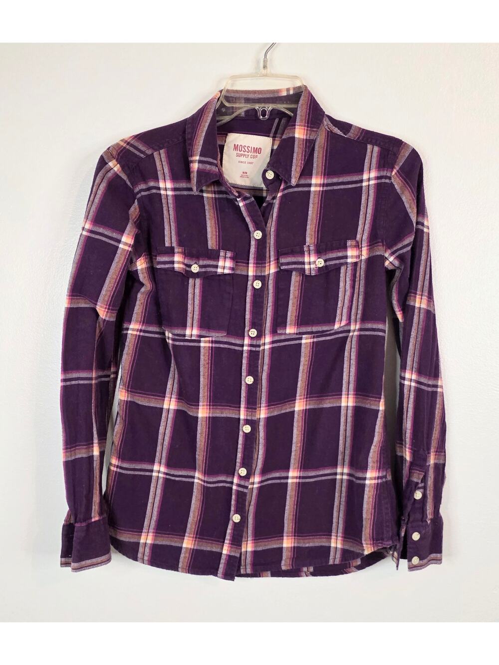 Mossimo Supply Co. Long Sleeve Flannel Shirt Women's Size Medium Purple Plaid
